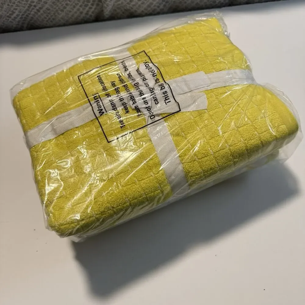 Kapoor Home 6-Piece Bath Towel Set Yellow & White Daisy & Solid Cotton Quick Dry